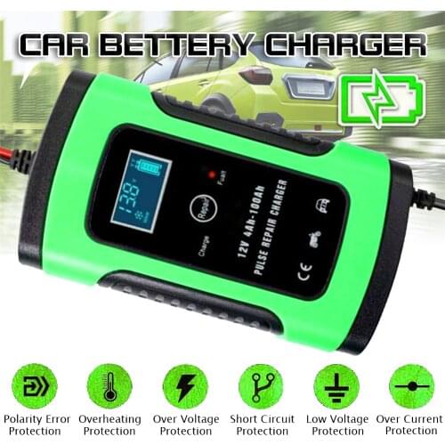 12V Car Battery Charger Auto Jump Starter Power Bank Booster Maintainer 6A LCD Intelligent Digital Display Pulse Repair Charger