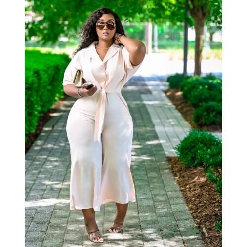 2021 High Quality New Design 2 pcs Women Set Solid Bandage Turn-down Collar Tops and Long Pants Summer Casual Outfits