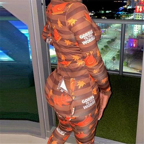 2021 Fall Newest Sexy Striped Letter Print Women Pijamas Onesies Long Sleeve Button-down Flap V-Neck Trouser Jumpsuit Sleepwear