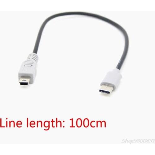 1M USB Type C 3.1 Male To Mini USB 5 Pin B Male Plug Converter OTG Adapter Lead Data Cable for Mobile Macbook N03 20