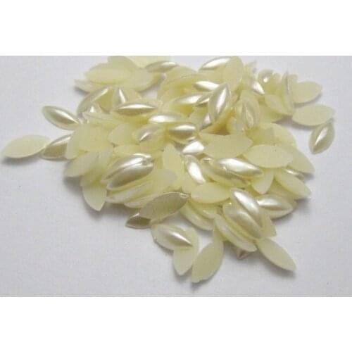 1000 Ivory Horse Eye Half Pearl Bead 4X8mm Flat Back Scrapbook Craft