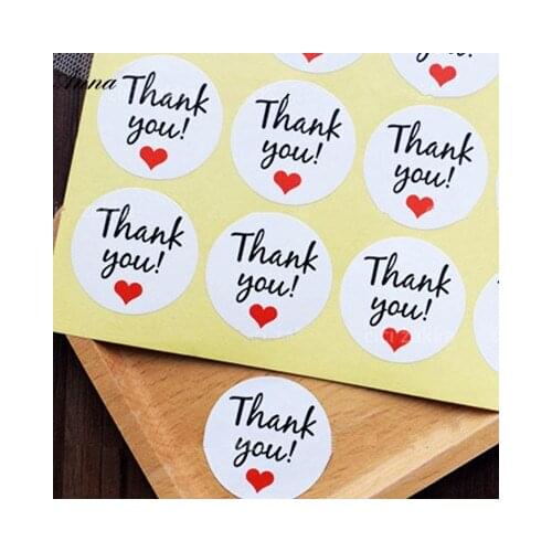 120pcs/lot Gift Packaging Round white love thank you sealing paste sticker "thank you"packaging sticker Baking decoration