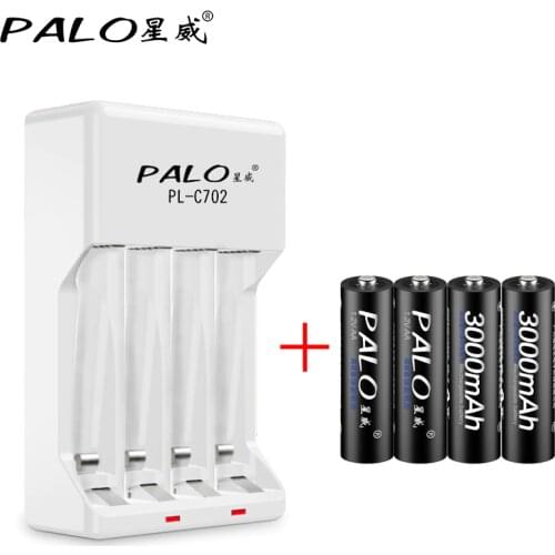 4Pcs 3000mAh AA Ni-MH Rechargeable Battery with Smart Battery Charger For 1.2V Ni-MH Ni-CD AA AAA Rechargeable Battery