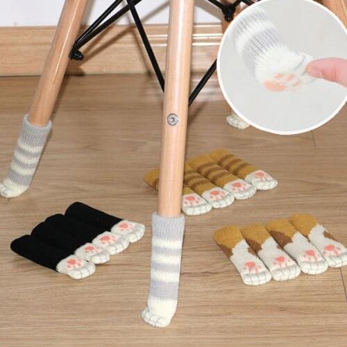 4pcs/ Set Cute Anti Slip Mat Bumper Furniture Leg Feet Rug Caps Felt Pads Cat Claw Chair Leg Sleeve Socks Table Protector