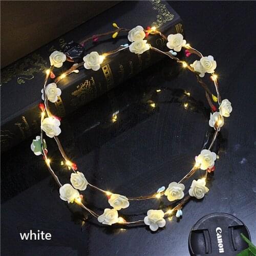 500pcs Led Flower Wreath Headband Crown Festival Floral Garland for Park Wedding Headdress Glow Hair Band Decor
