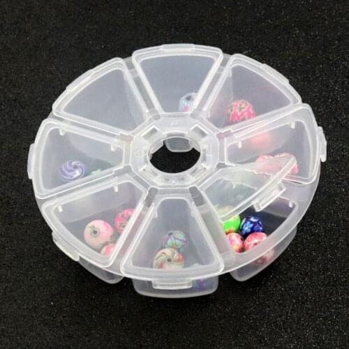 8 Grid Round Transparent Hard Plastic Cases DIY Jewelry Box Beads Storage Organizer Container For Diy Handmade Accessories