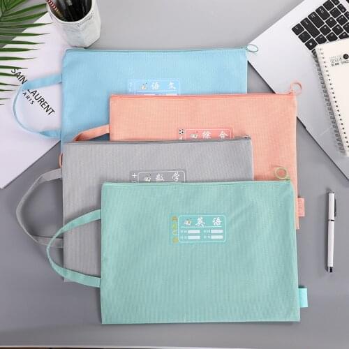 A4 Zipper Fils Courses Bags Waterproof Canvas Pouch Pencil Case Pen File Holder Travel Makeup Storage Bag Cosmetics Accessorie