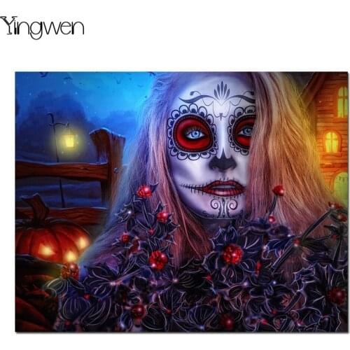 Full Square/Round Drill 5D DIY Diamond Painting Halloween Flower Skull Woman Diamond Embroidery Cross Stitch 3D Home Decor Gift