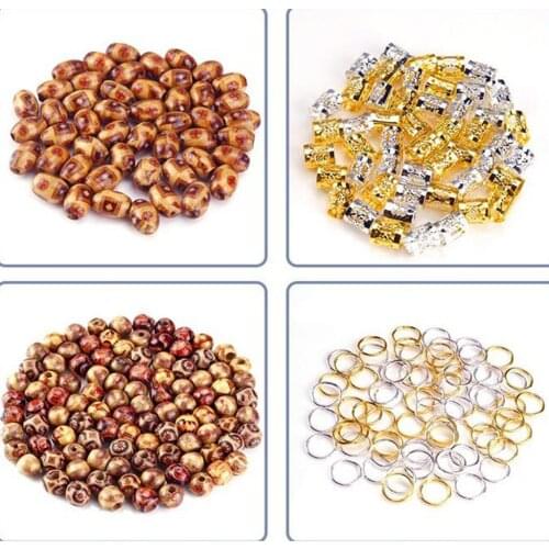 Dreadlocks Beads - Wood - Alloy Metal - 311Pieces for Hair Braiding