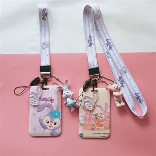 Disney Cartoon Anime Stellalou Card Cover Cute Duffy Bear Student Campus Hanging Neck Bag Card Holder Lanyard ID Card Holders