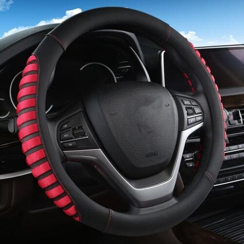 NEW Design Fabric Leather Steering Wheel Cover Case Two Color Sport Car Wheels Covers For Ford Focus Honda Audi Golf land cruise
