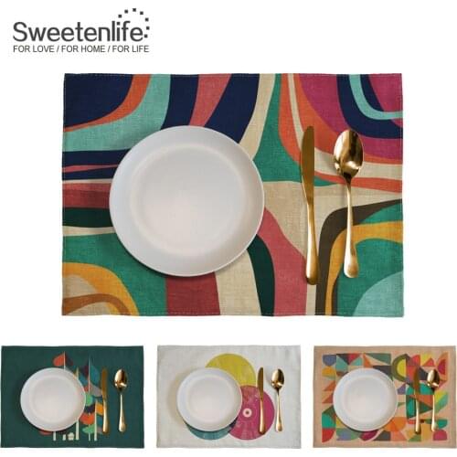 Floral pattern table Placemat Dining Kitchen Decoration Accessories Table Mat Coffee Place Mats Cotton Linen Western Pad