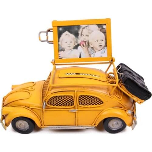 Decorative Metal Yellow Car Frame Piggy Bank-Trinket, Miniature, Gift,Nostalgic,Vintage, handmade Hand Painted, Quality Durable