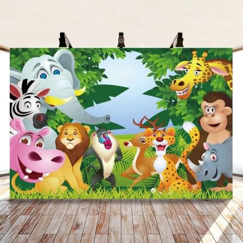Dinosaur Wild Animals Cartoon Creativity Backdrops Photo Background Birthday Party Decorations for Kids Photography Props