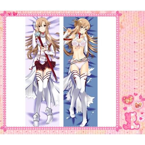 Anime Cartoon Sword Art Online Double Bolster Hugging Pillow Case Pillow Cover Pillowcase Peach Skin 2 Way No.djs104