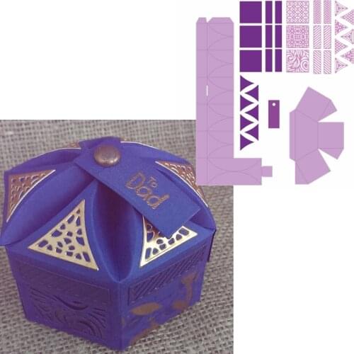 Delicate Hexagon Gift Box Metal Cutting Dies Foldable Hexagon Jewel Gift Case Die Cuts For Card Making DIY 2019 Embossed Crafts