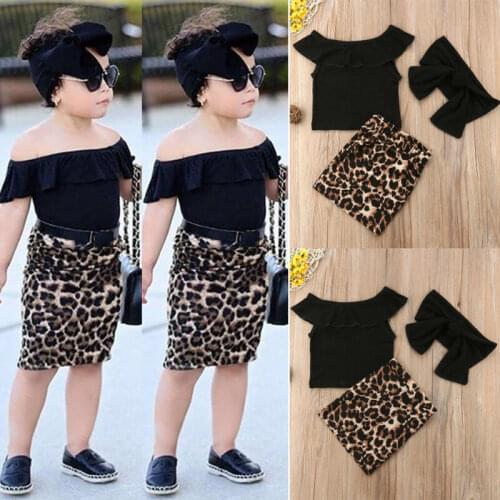 Kids Baby Girl Solid Print Outfits Clothes Tank Tops + Sheath Skirt Summer Clothes Set Children Clothing