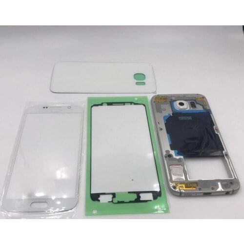 For Samsung S6 G920F G920P Housing Metal Middle Frame Battery Back Cover+LCD Display Touch Screen Sensor Glass+Adhesive
