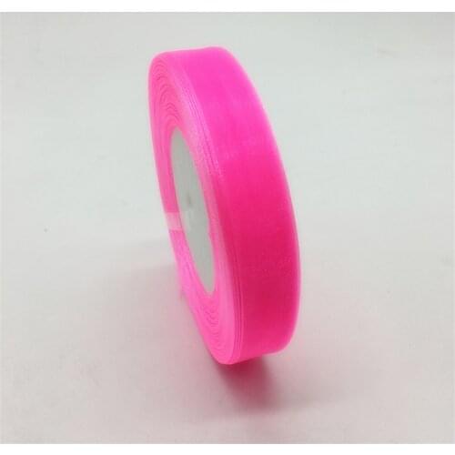 50Yards 5/8" 15mm Hot pink Organza Ribbon Bow Hair Wedding Christmas Decoration Lace Crafts