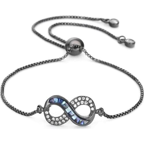 Micro Pave Cubic Zirconia Infinity Bracelets & Bangles Adjustable Chain Women Bracelets Love Gift MBR180091