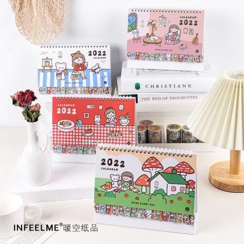 Cartoon 2022 Desktop Calendar Schedule Planner Kawaii Agenda Table Calendar Office School Stationery Free 2 Stickers