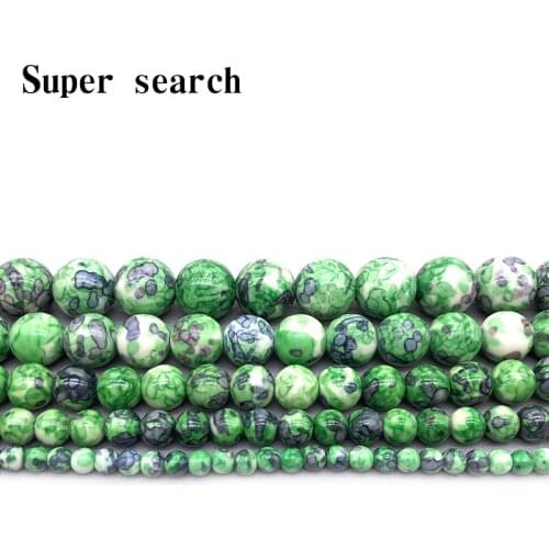 Natural White Black Green stones Round Loose Beads 15" Strand 4 6 8 10 12MM Pick Size For Jewelry diy Bracelet Woman