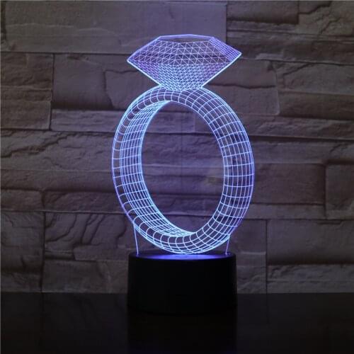Nighdn 3D Night Light Bedside Lamp Novelty Illusion Ring Nightlight for Wedding Girlfriend Wife Holiday Gift