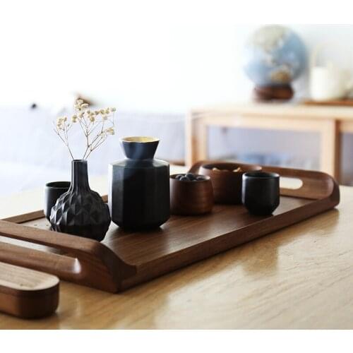 New Binaural Tray Black Walnut Tea Tray Tea Table Breakfast Tray dinner set plates and dishes plate diner plate