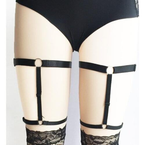 New black garter belt Handmade goth women pastel goth leg garters fantasias sexy erotic Harajuku Gothic wedding garter