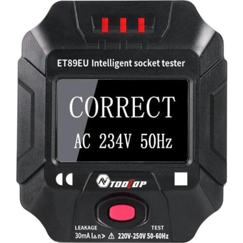 Socket Tester Mains Outlet Tester with LCD Display Neutral Live Earth Wire Testing RCD Test - US/EU Plug