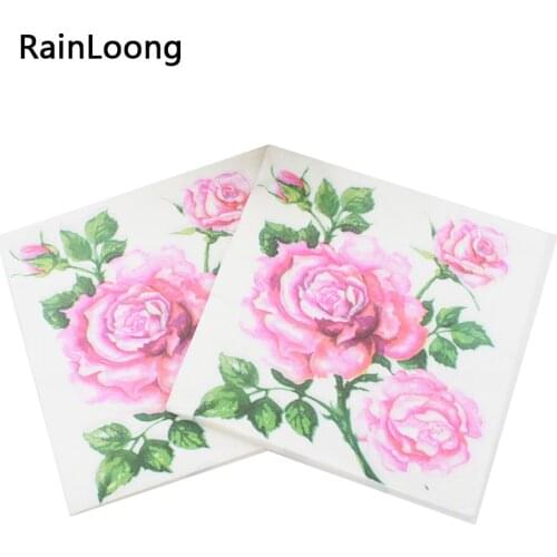 [RainLoong] Pink Rose Paper Napkin Tissue Decoration 33cm*33cm 1 pack (20pcs/pack)