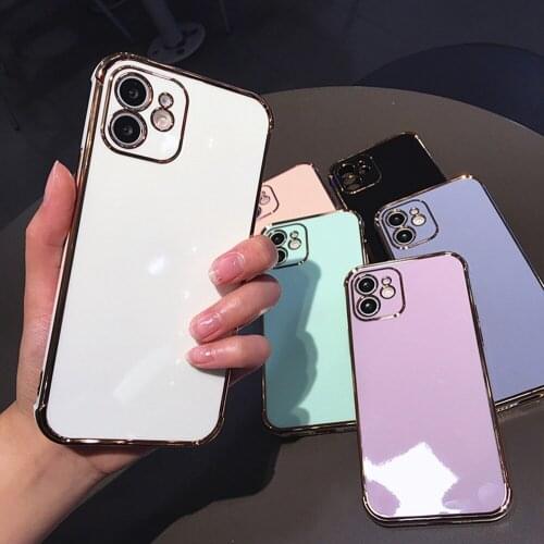 6D Airbag Luxury Plating Soft Silicone Case for iPhone 11 12 Pro Max Mini iPhone XR X XS 7 8 Plus SE 2020 Phone Back Cover Funda