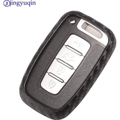 Jingyuqin 10P Carbon Fiber Patten Silicone Car Key for Hyundai Equus Genesis Veloster for KIA Sportage Forte Optima Soul Azera
