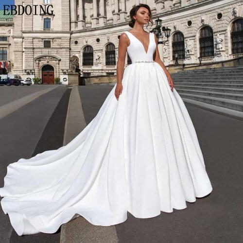 Wedding Dresses for Bride A-line V-neck Neckline Stain Marriage Long Floor-length Plus Sizes Customer-Made Wedding Gown