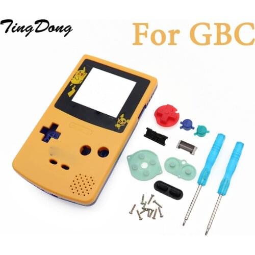TingDong For GBC Housing Limited Yellow + Blue Case Shell Housing Case For GameBoy Color w/ Rubber Pads Screwdrivers