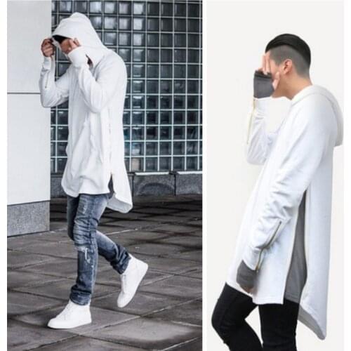 Men Hooded Sweatshirts Fashion Europe America High Street Lrregular Hem Hoodies Jacket Long Sleeve Cloak Male Hooded Pullover
