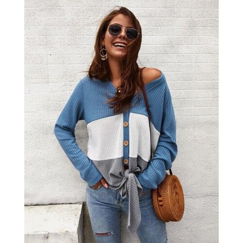 Knitted Cardigan Sweaters Women Autumn Long sleeve Cardigan Patchwork Coat V Neck Winter Sweater Jumper Pull Femme