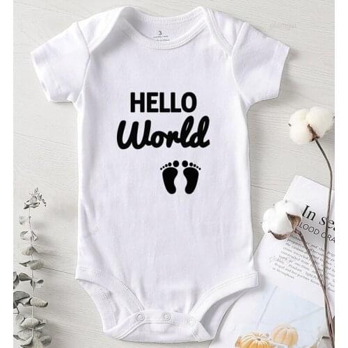 Printing Hello World Winter Jumpsuit for Girls Baby Girl Outfit Toddler Boy Fall Clothes Cotton Newborn Boy Summer Rompers
