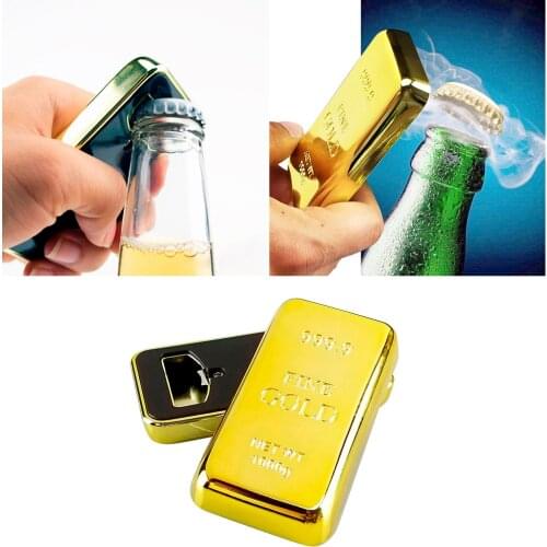 1pc Imitation Gold Bar Bottle Opener Plastic Fake Bullion Beer Cap Remover with Magnet Fridge Decor For Kitchen Gadget Bar Tools