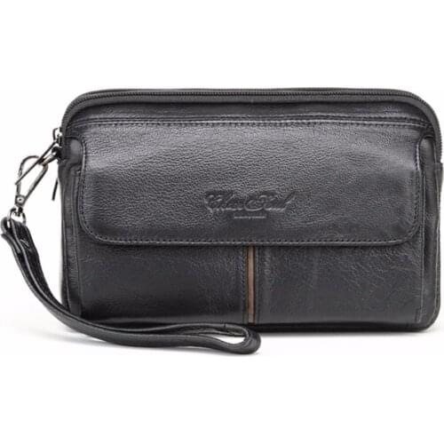 100% Genuine Leather Men Business Cltuch Bags Mobile Phone Case Cigarette Purse Pouch First Layer Cowhide Male Handy Bag Wallet