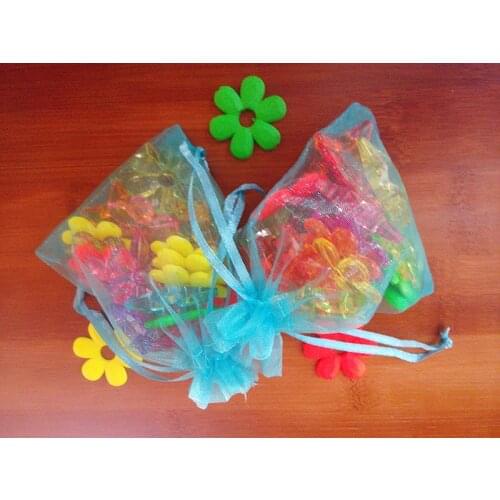 100pcs 15*20cm Lake Blue Organza Gift Bag Jewelry Packaging Display Bags Drawstring Pouch For Bracelet/necklace Mini Yarn Bag