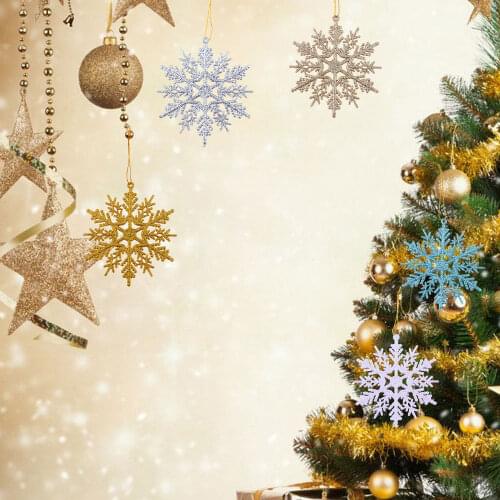 12pcs/lot 10 colors 10.5cm Gold Powder Plastic Snowflake Party Supplies Winter Decor Ornaments Christmas Tree Decorations