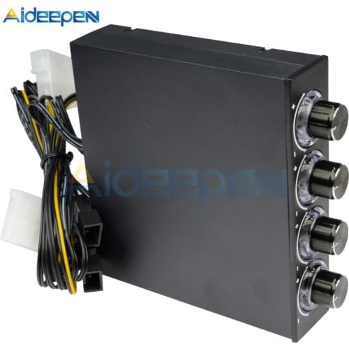 3.5 inch STW-6002 4 Channel Speed Fan Controller With Blue LED Controller And CPU HDD VGA For PC Computer Fan DC 6V-12V