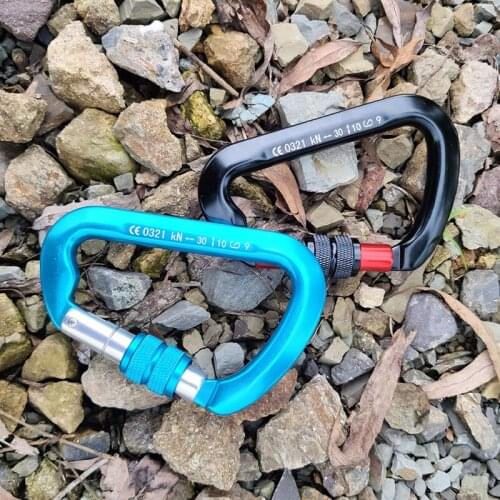 30kN D-Shape Climbing Carabiner Safety Buckle Screw Gates Master Lock Carabiners Outdoor Rock Climbing Accessories