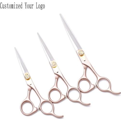 5.5" 6" 7" JP 440C Engrave Brand Dogs Scissors Professional Grooming Scissors Straight Shears Cutting Shears Pet Scissors C9105
