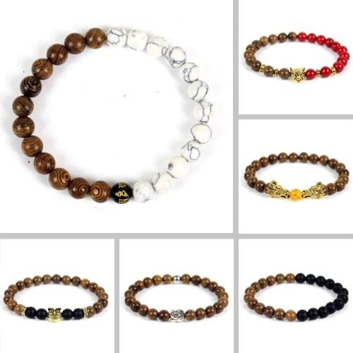 Fashion Various Types Wooden Beads Bracelets For Women Couple Men Bracelet Charms Animals Handmade Jewelry Friendship Gift