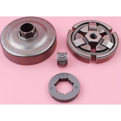 Clutch Drum 3/8 7 Teeth Sprocket Rim For Husqvarna 55 51 50 Chainsaw Garden Tool Spare Part with Needle Bearing Kit