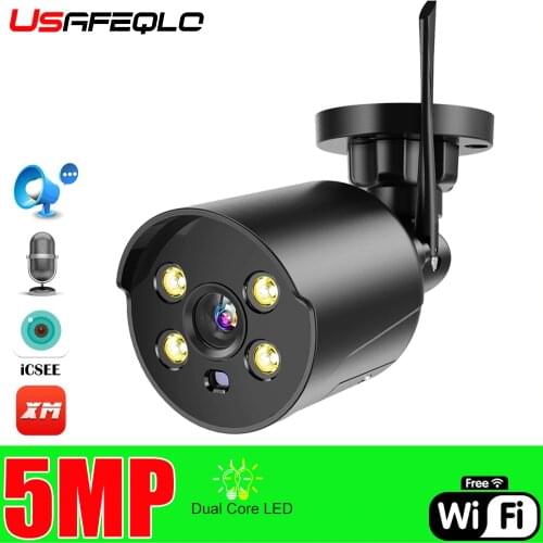 5MP IP Camera Wifi Outdoor IR Night Vision ONVIF Audio Wireless CCTV Camera 1080P HD Motion Detect ICSee Security Wifi Camera IP