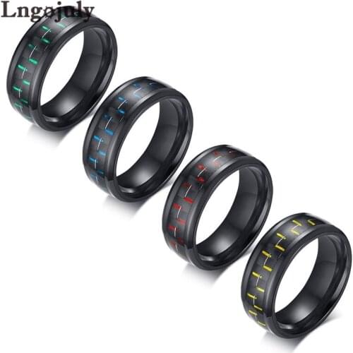 1PCS Titanium Steel Rings For Fashion Men Engagement Party IP Black Plating Ring 8MM Jewelry Accessoeries Gifts