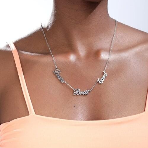 Custom Name Necklace For Women Personalized 1-6 Name Multiple Combination Stainless Steel Choker Perfect Family Jewelry For You